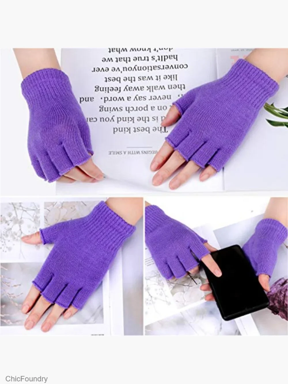 4 Pairs Fingerless Gloves Half Mittens Winter Knitted for Kids